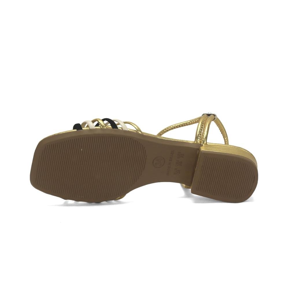 Sandália calce fácil ouro off white e preto metal ouro Dourado 5