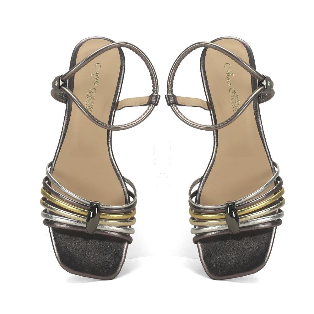 Sandália calce fácil mix de metalizados metal ônix Ônix 2