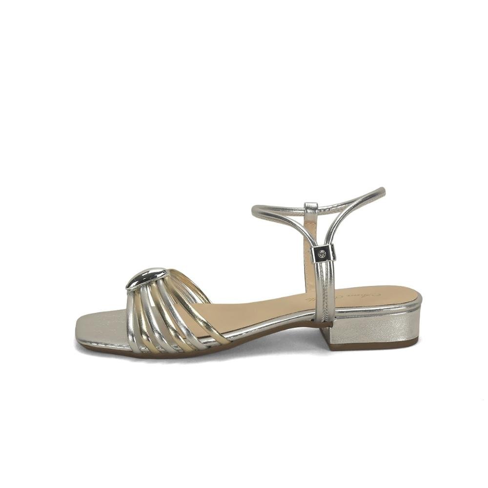 Sandália calce fácil prata ouro light metal prata Prata 4