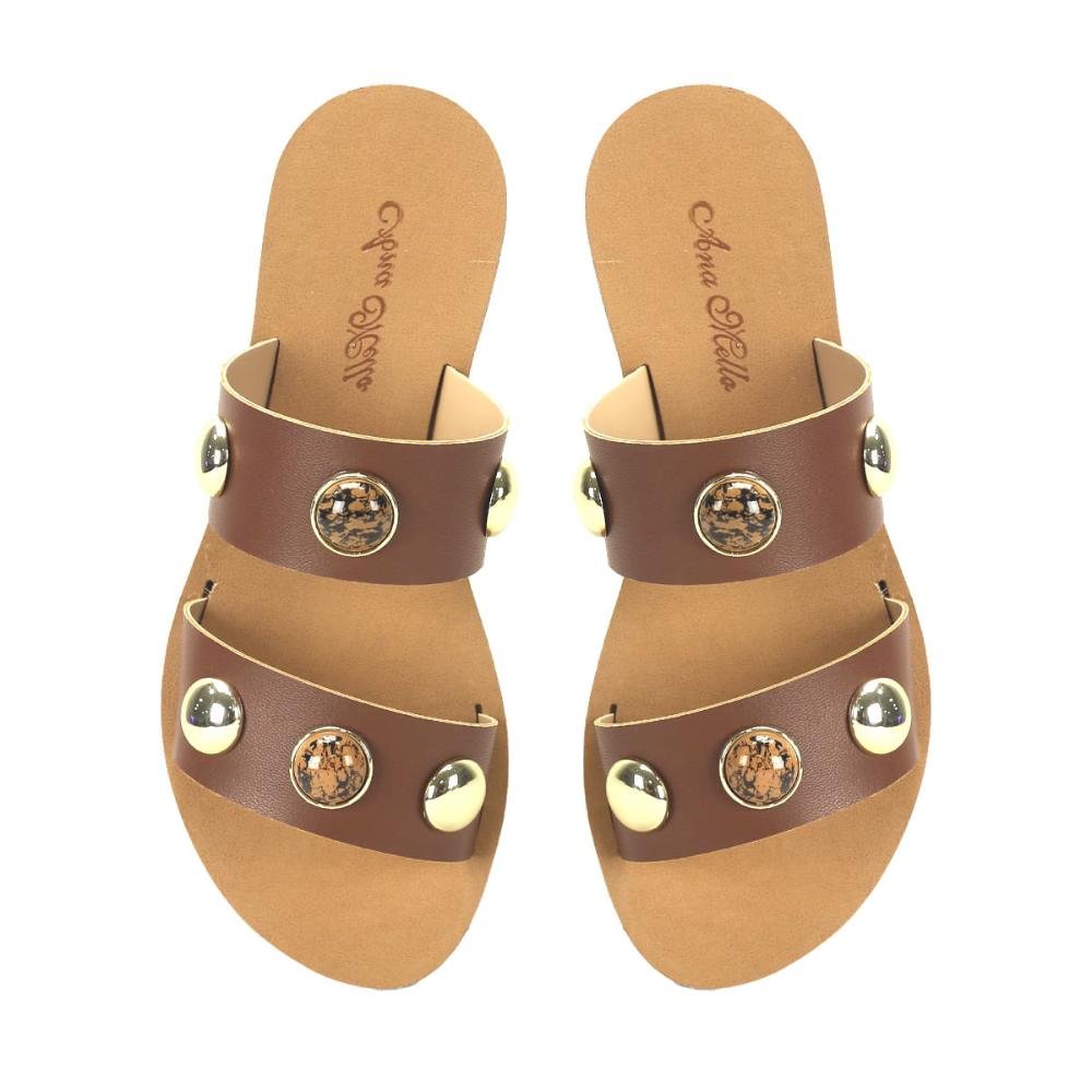 Rasteira com pedras café Marrom 2