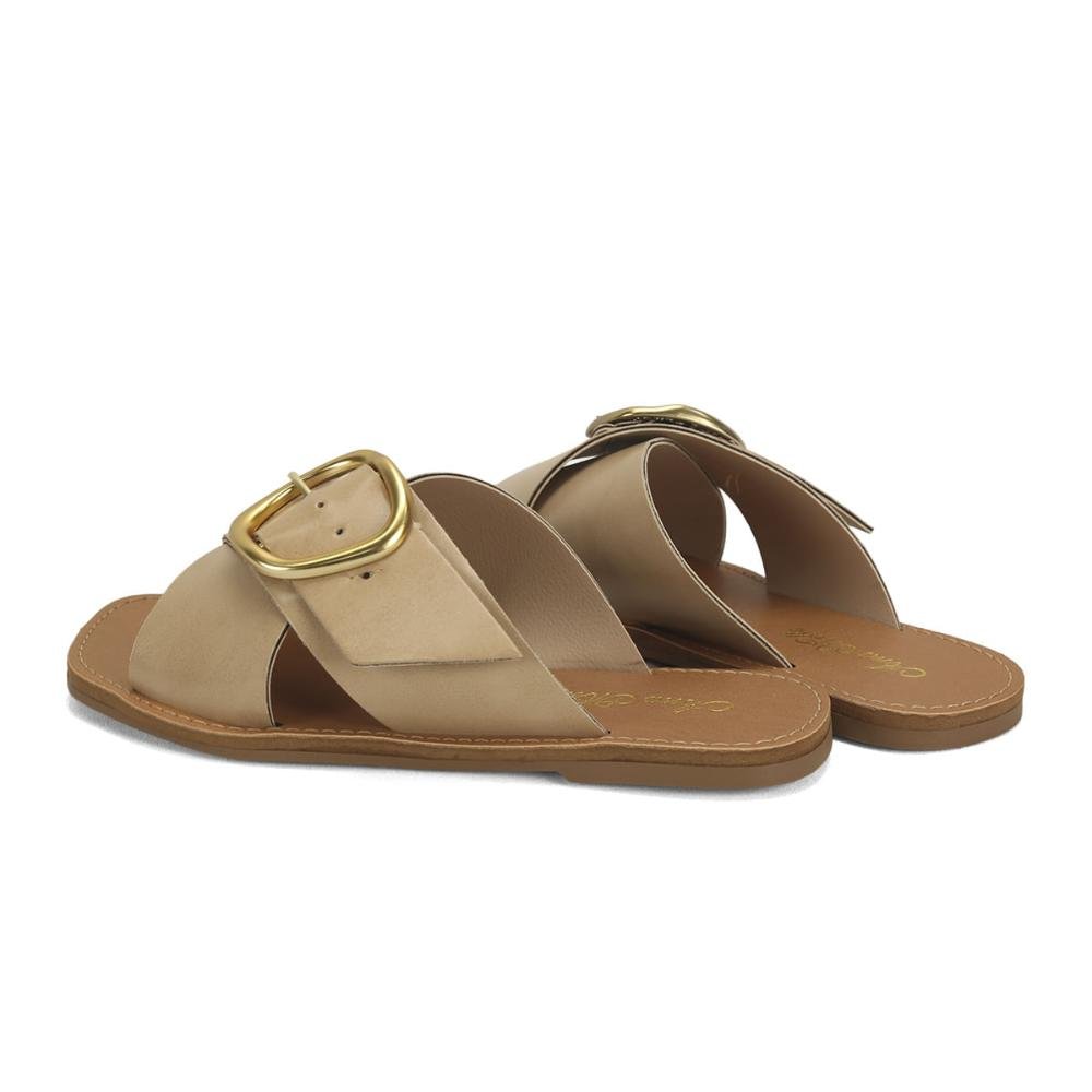 Rasteira em x com fivela napa nude Bege 3