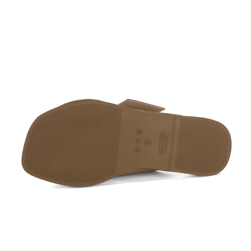 Rasteira em x com fivela napa nude Bege 5