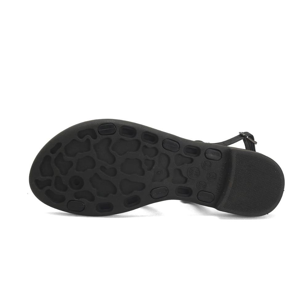 Rasteira emborrachada com strass preta Preto 5