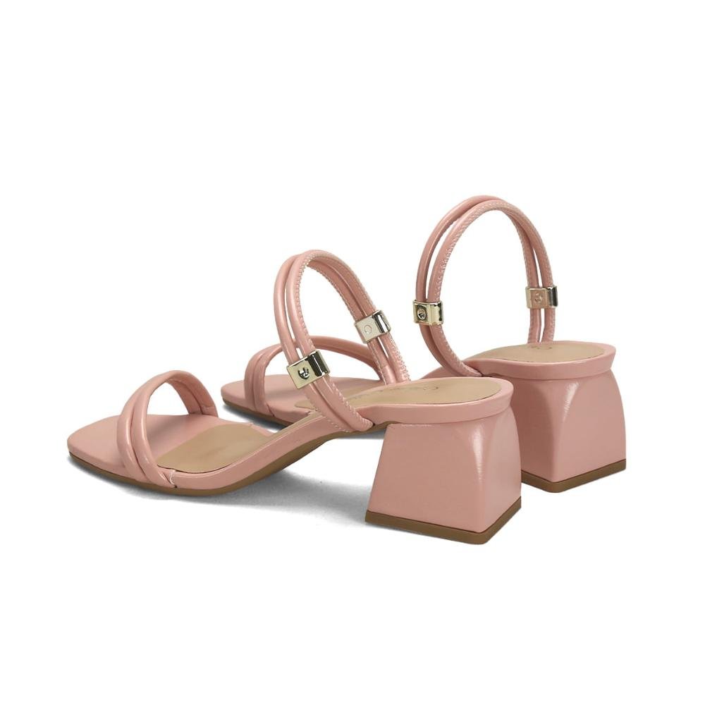 Sandália calce fácil 2 tiras napa rosa candy Bege 3