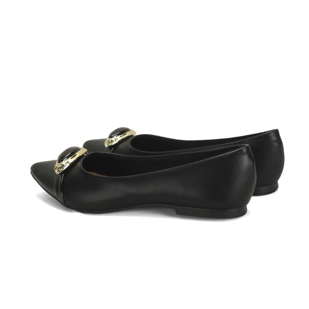 Sapatilha bico fino com enfeite de pedra preta Preto 3