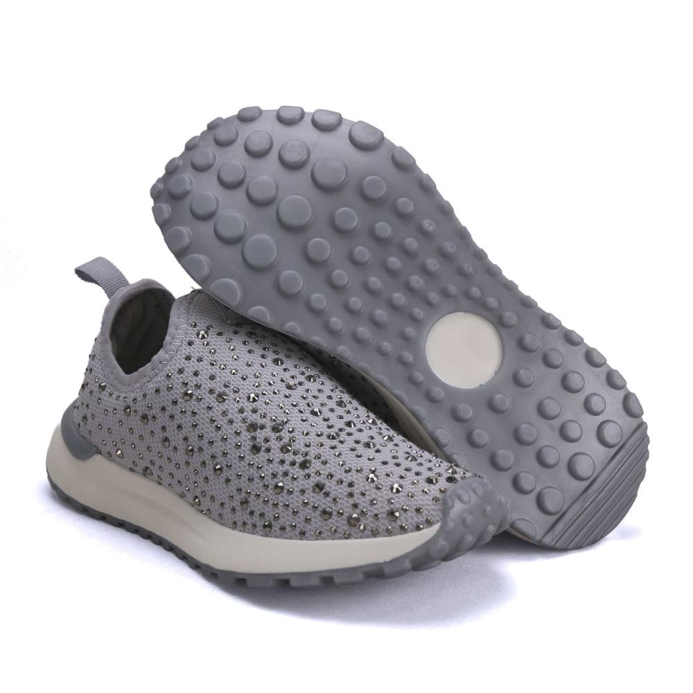 Tênis Meia com Bordado de Pedrarias Luxo Ana Mello Cinza 2