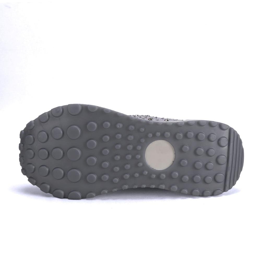 Tênis Meia com Bordado de Pedrarias Luxo Ana Mello Cinza 5