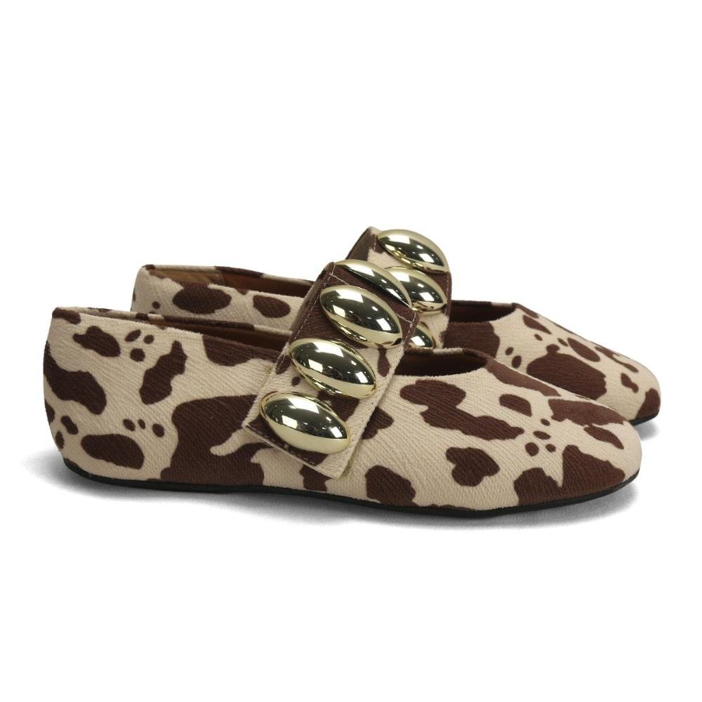 Sapatilha Animal Print com Fivela Grande Ana Mello