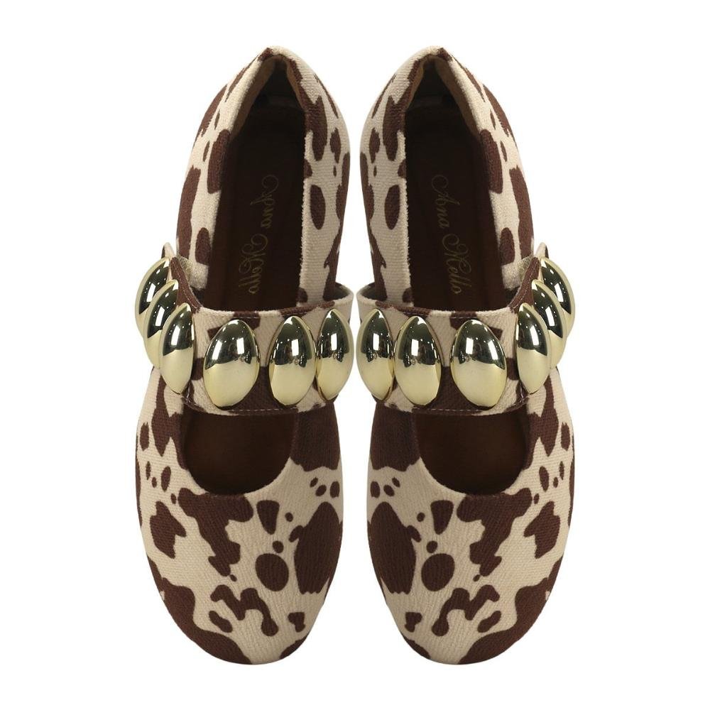 Sapatilha Animal Print com Fivela Grande Ana Mello Marrom 2