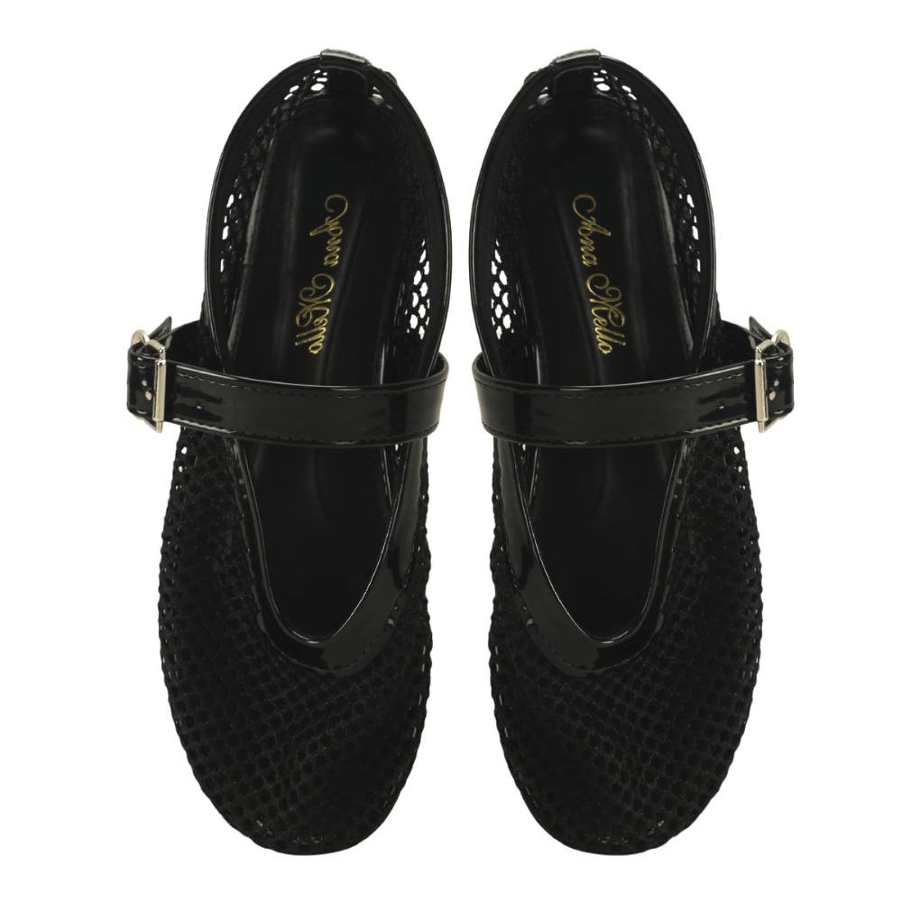 Sapatilha Telinha Verniz Preta Ana Mello  Elegância Casual Preto 2