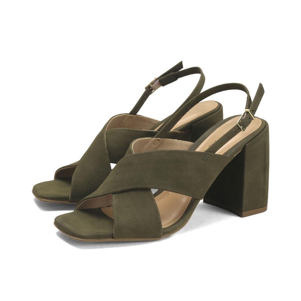 Sandália Camurça Tiras Cruzadas Ana Mello 9,5cm Verde 2