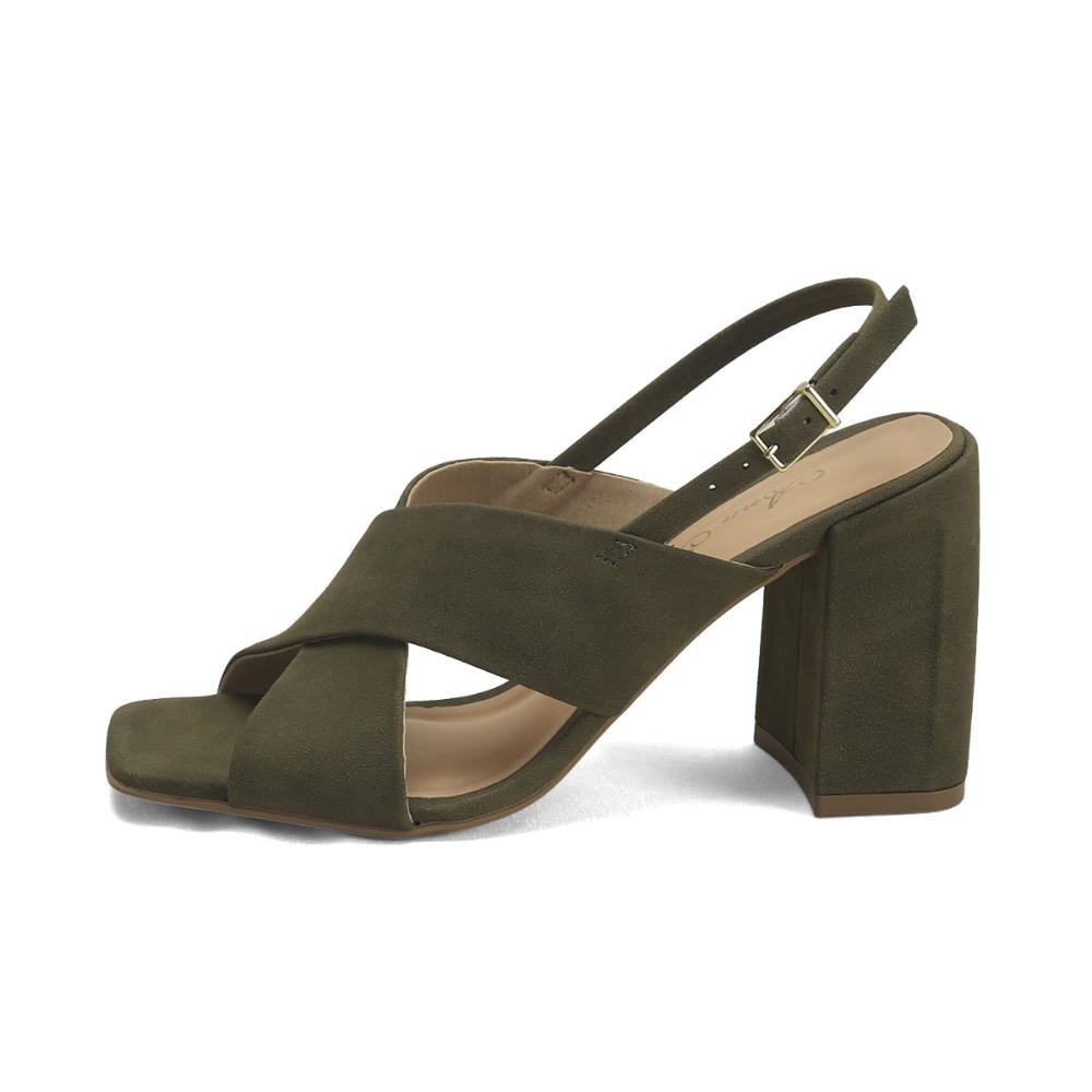 Sandália Camurça Tiras Cruzadas Ana Mello 9,5cm Verde 4