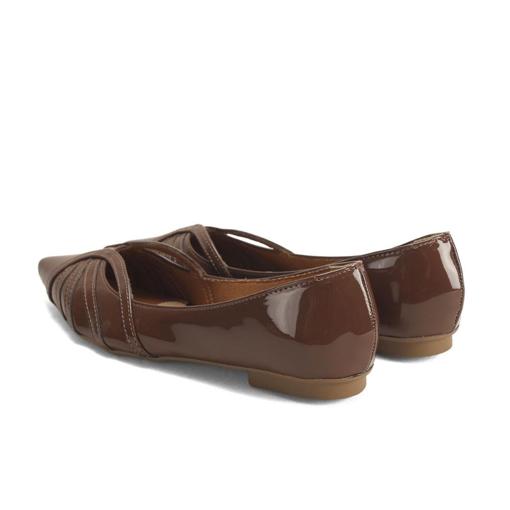 Sapatilha de Verniz com Múltiplas Tiras Ana Mello Marrom 3