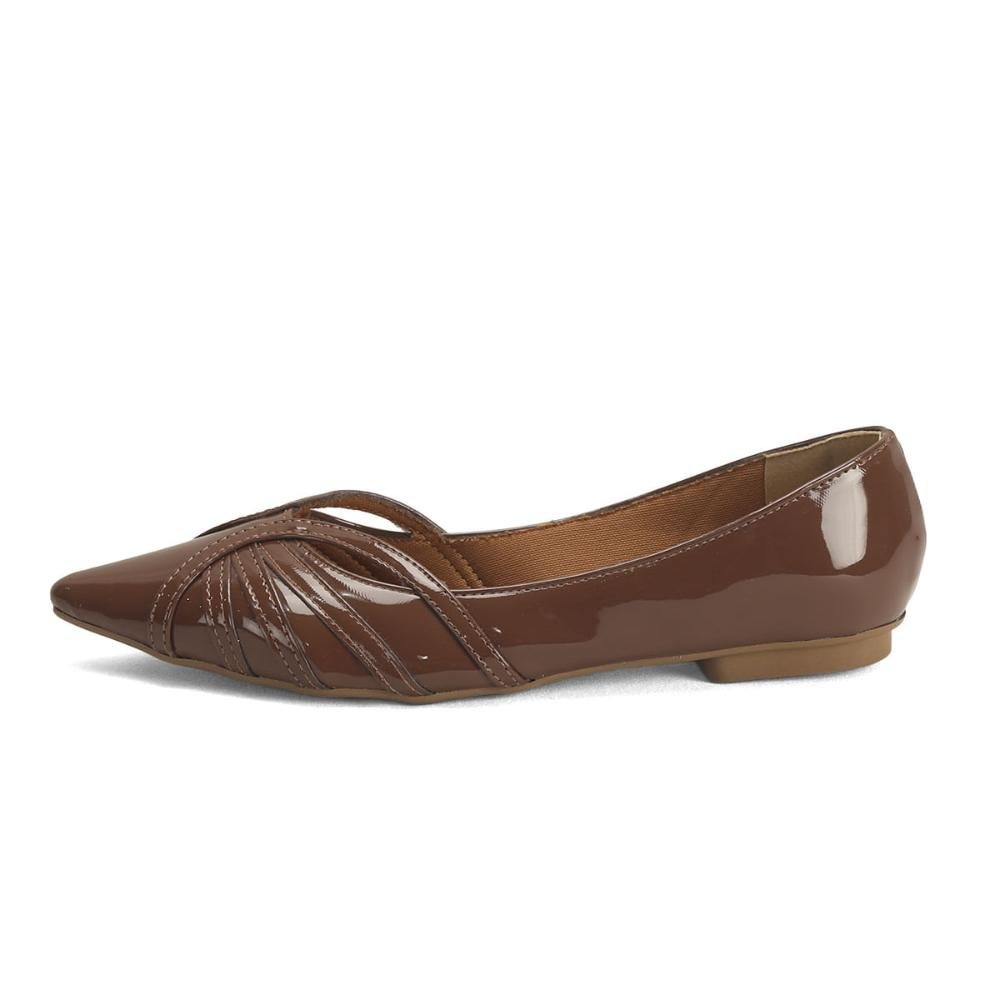 Sapatilha de Verniz com Múltiplas Tiras Ana Mello Marrom 4