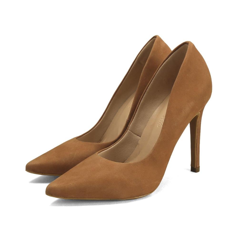 Scarpin de Luxo em Nobuck e Couro Bico Fino Ana Mello Marrom 2