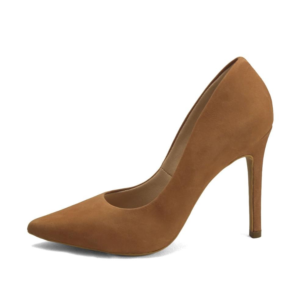 Scarpin de Luxo em Nobuck e Couro Bico Fino Ana Mello Marrom 4