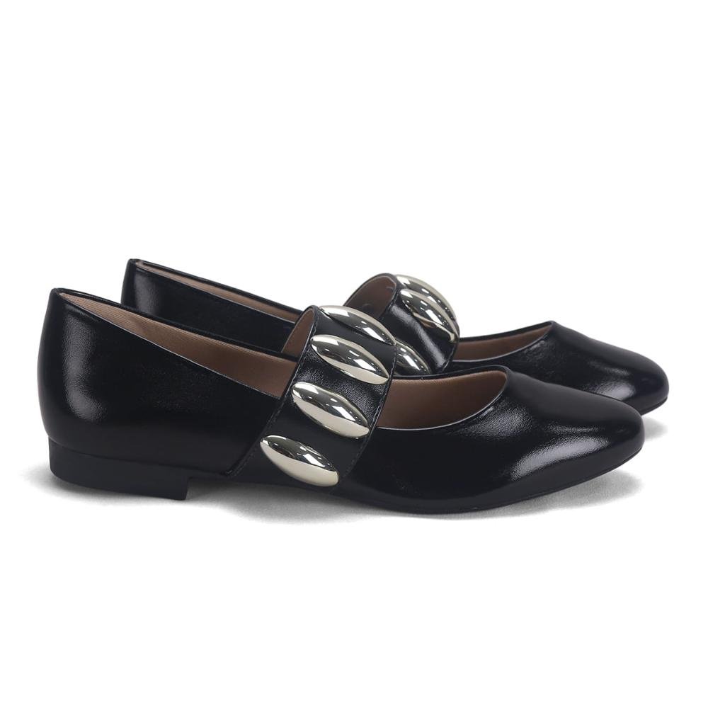 Sapatilha Bico Fino com Maxi Fivela Metal Ana Mello