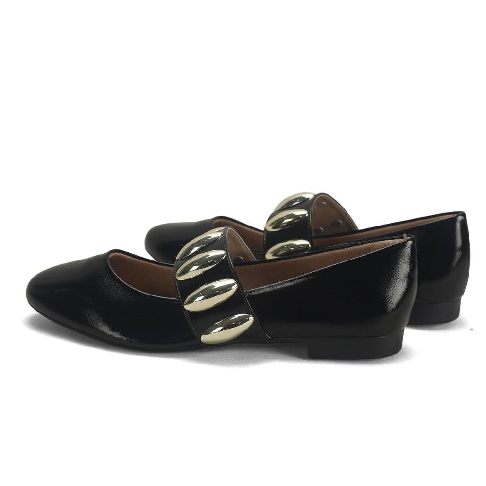 Sapatilha Bico Fino com Maxi Fivela Metal Ana Mello Preto 3