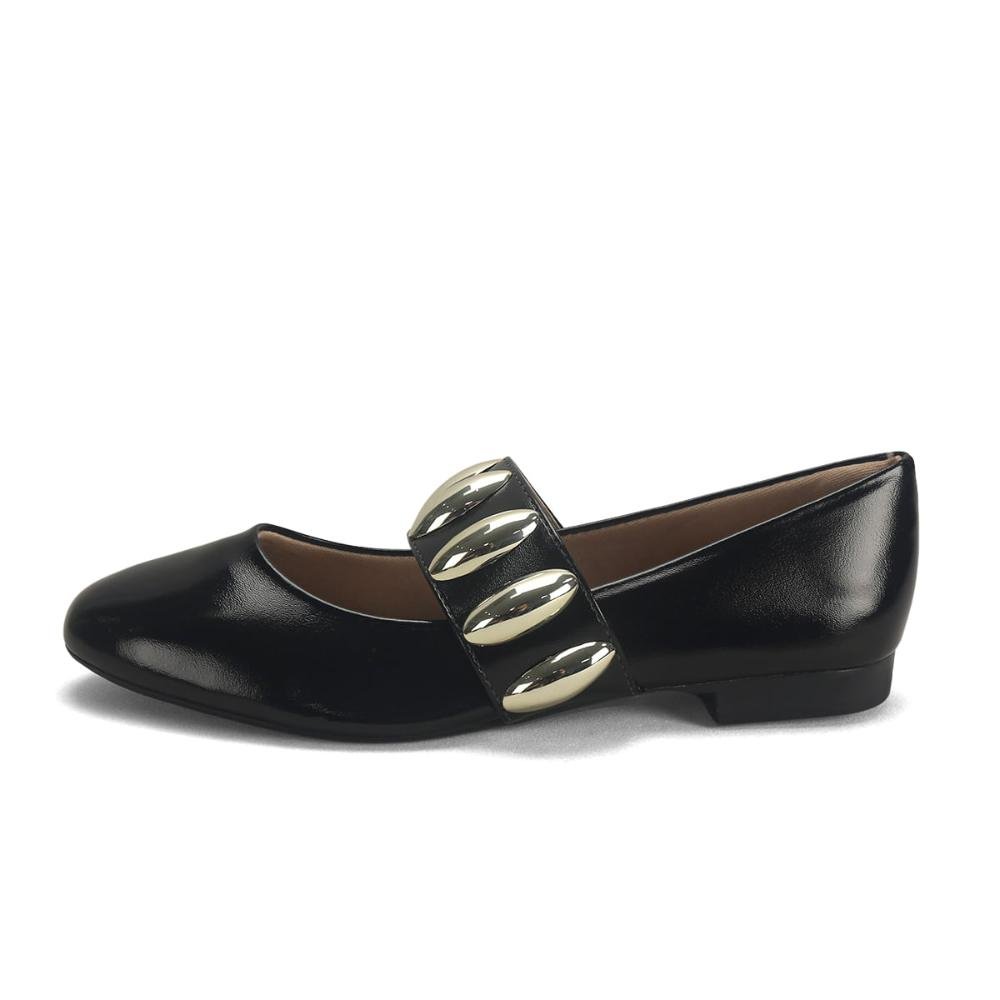Sapatilha Bico Fino com Maxi Fivela Metal Ana Mello Preto 4