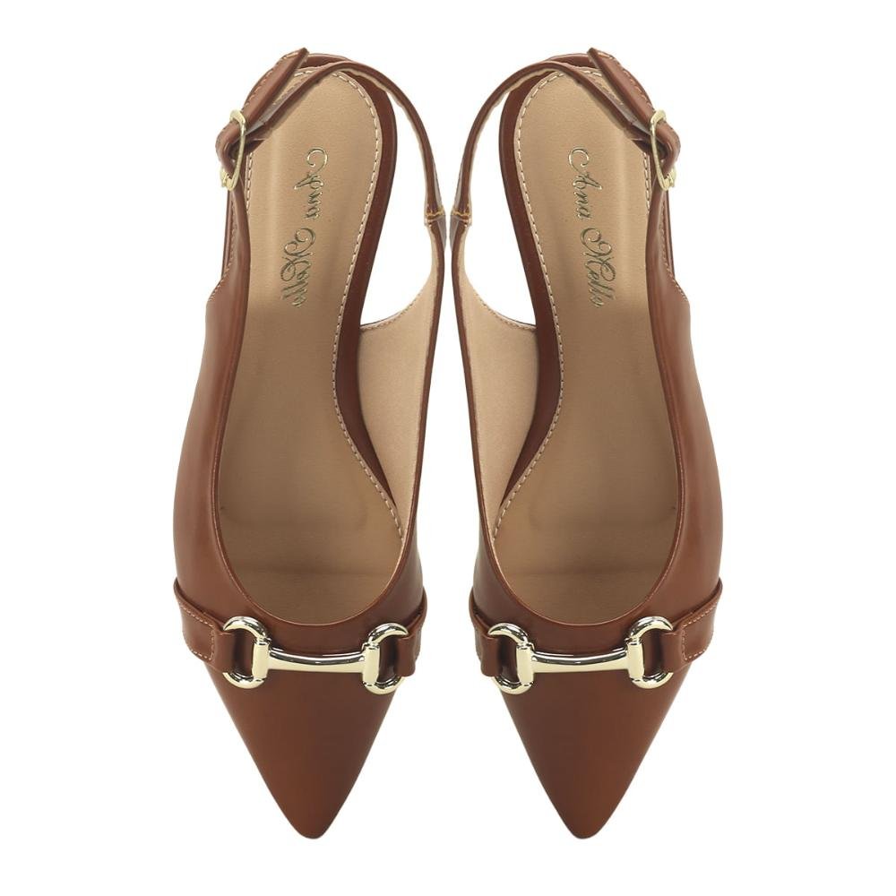 Sapatilha Slingback de Napa Bico Redondo Ana Mello Marrom 2
