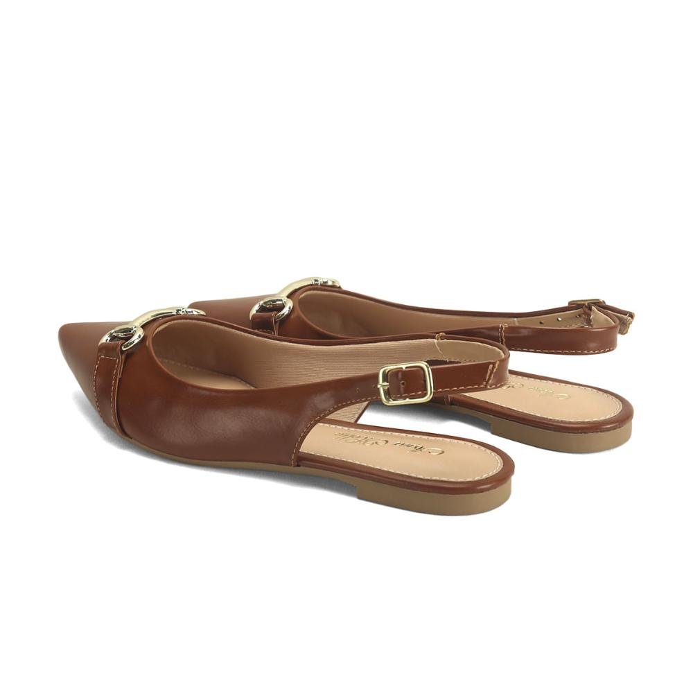 Sapatilha Slingback de Napa Bico Redondo Ana Mello Marrom 3