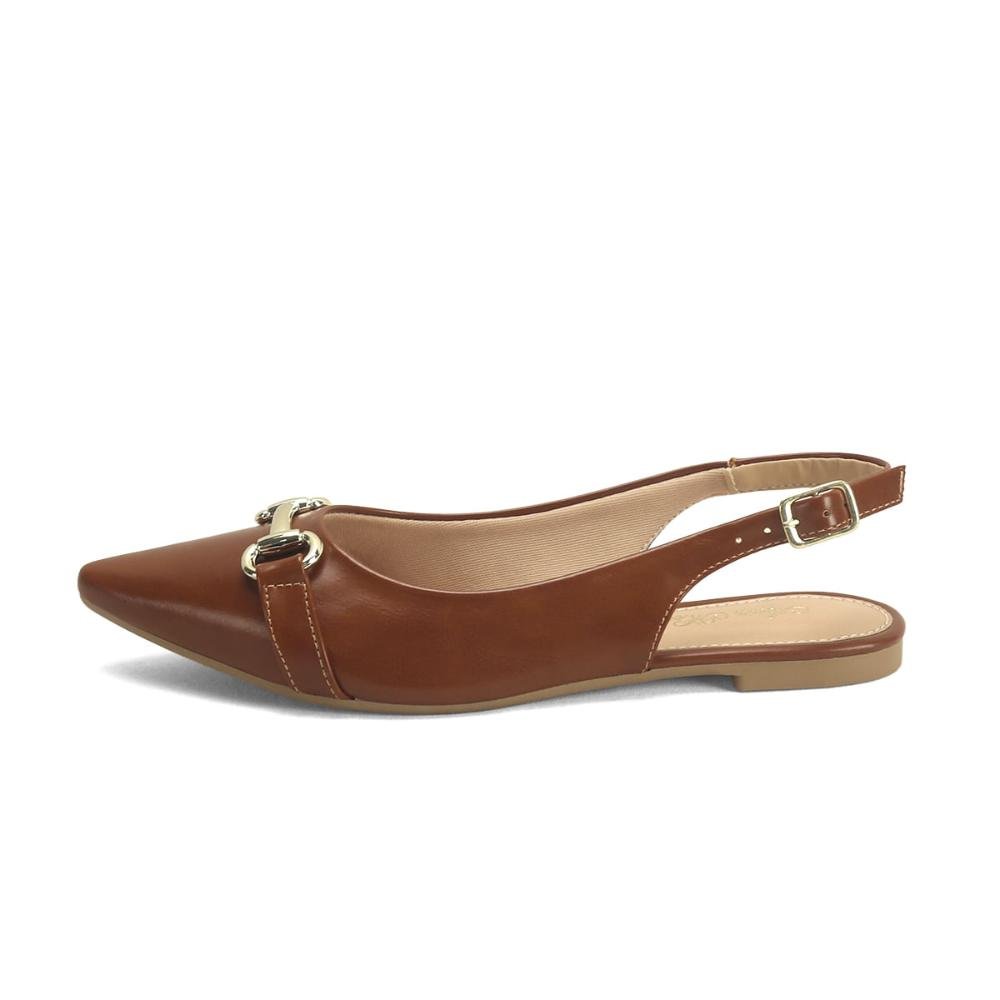 Sapatilha Slingback de Napa Bico Redondo Ana Mello Marrom 4