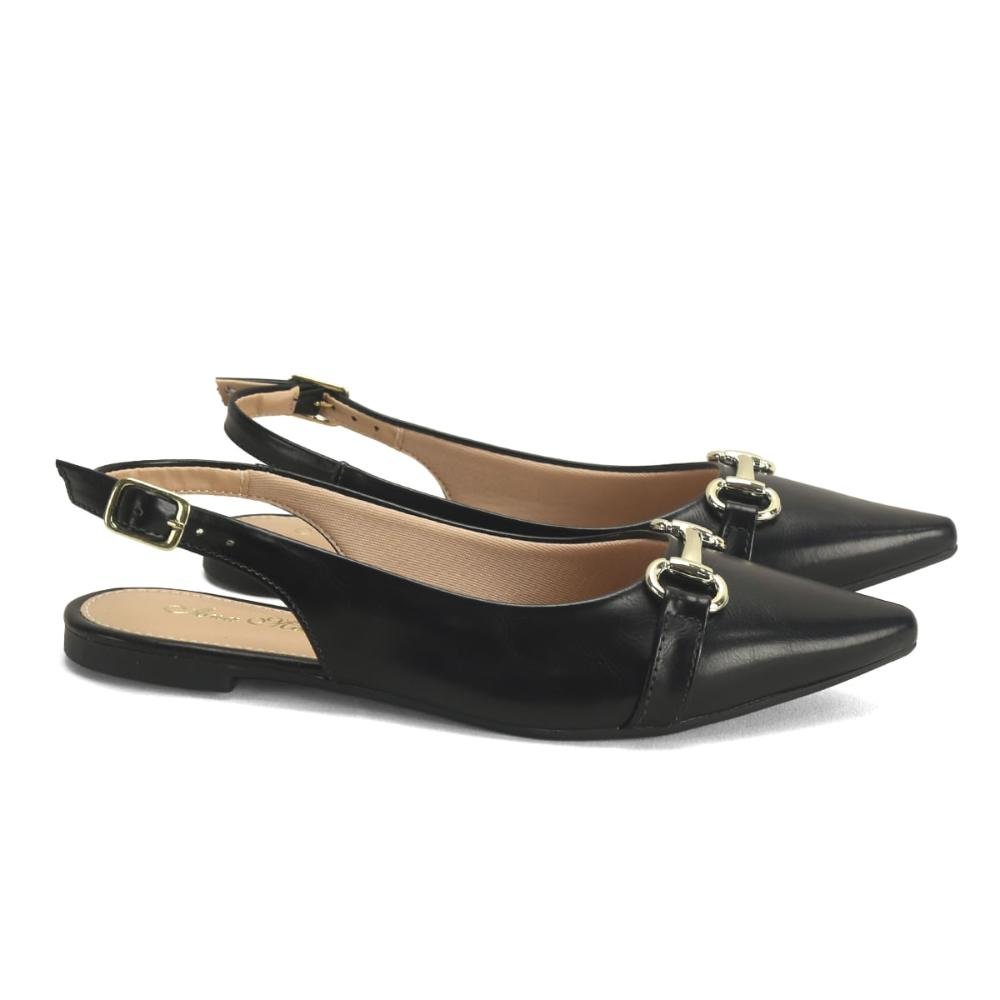 Sapatilha Slingback de Napa Bico Redondo Ana Mello