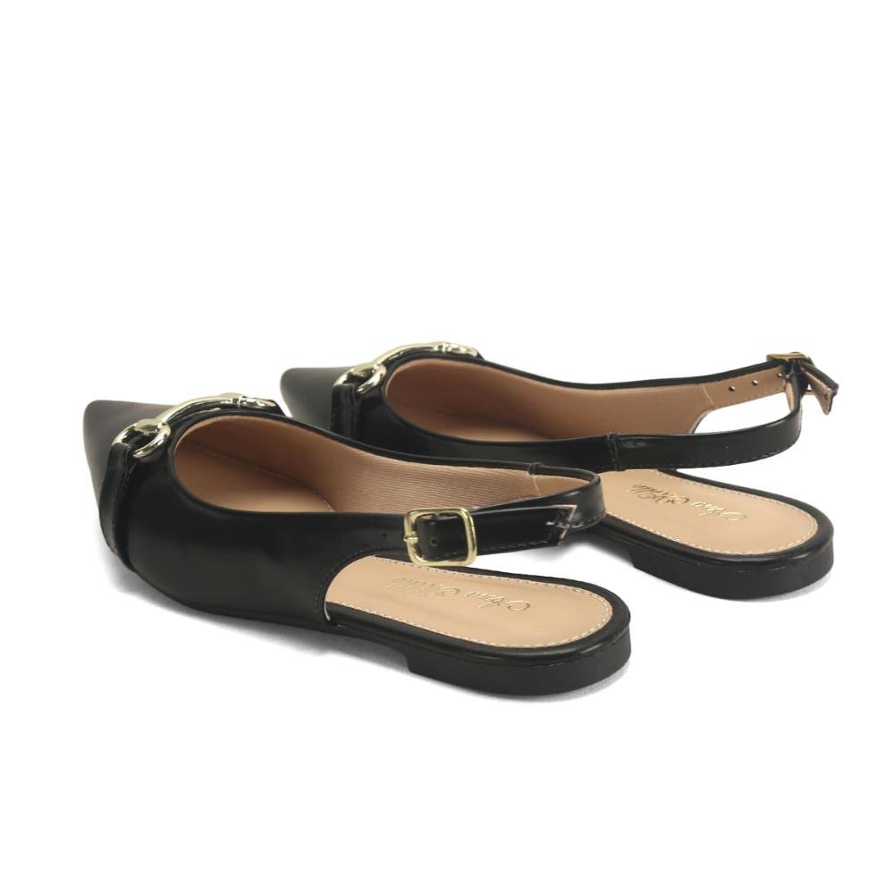 Sapatilha Slingback de Napa Bico Redondo Ana Mello Preto 3
