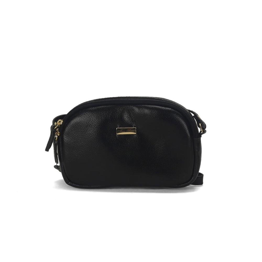 Bolsa tiracolo pequena couro preta