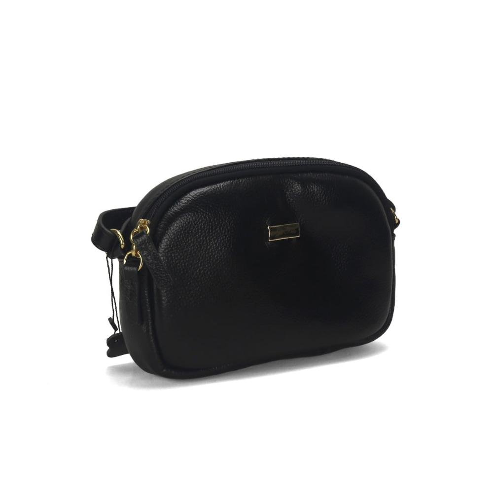Bolsa tiracolo pequena couro preta Preto 2
