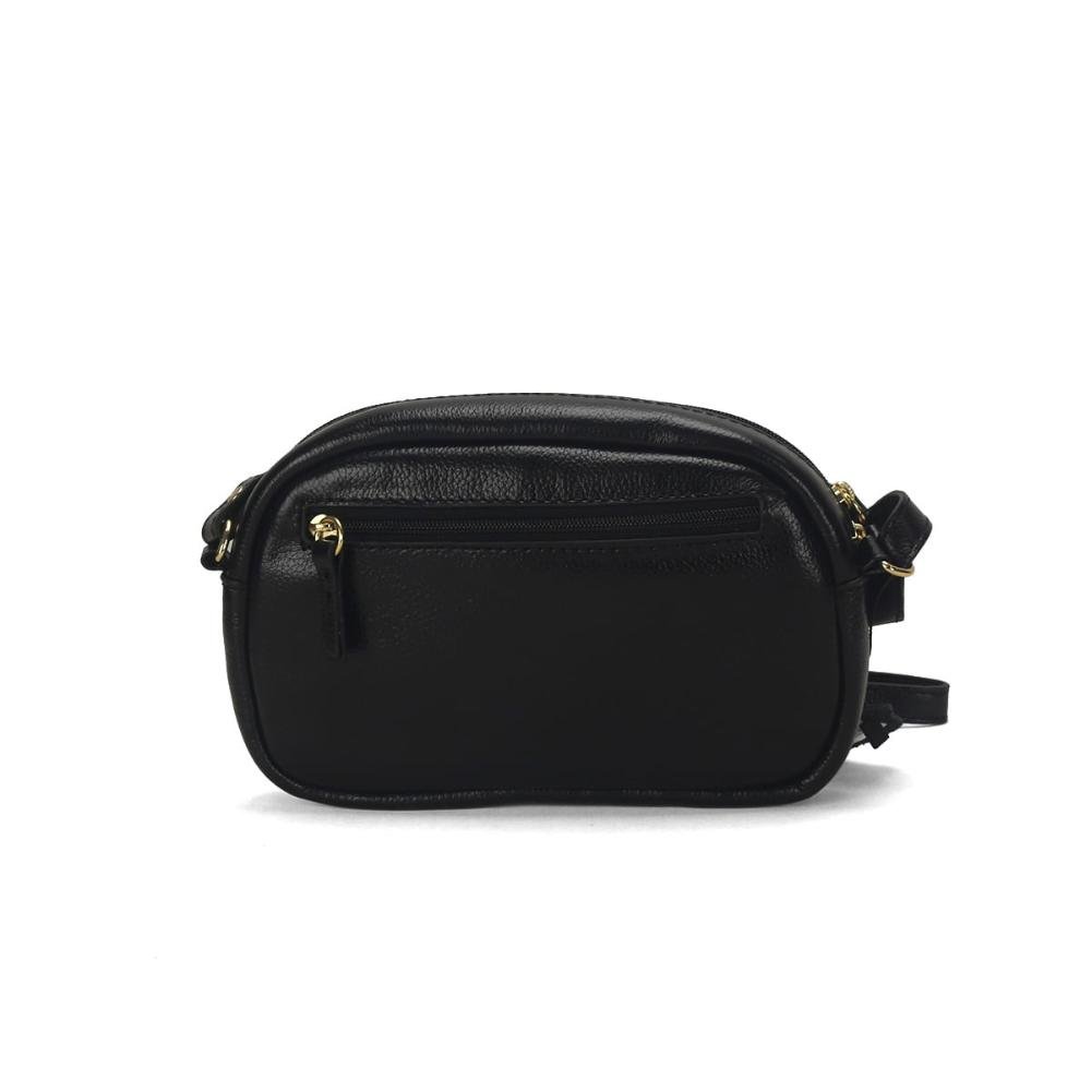 Bolsa tiracolo pequena couro preta Preto 3