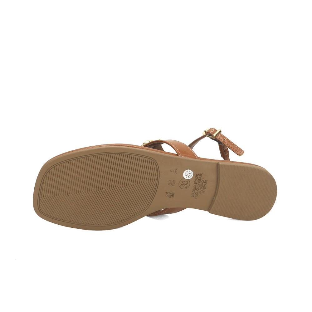 Rasteira boho caramelo com peças ouro Marrom 5