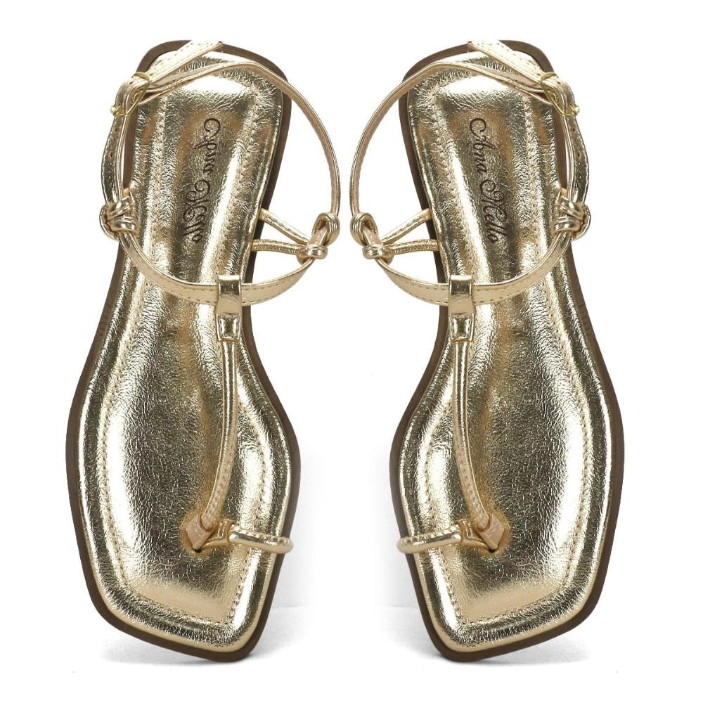 Rasteira de dedinho metalizada dourada Dourado 2