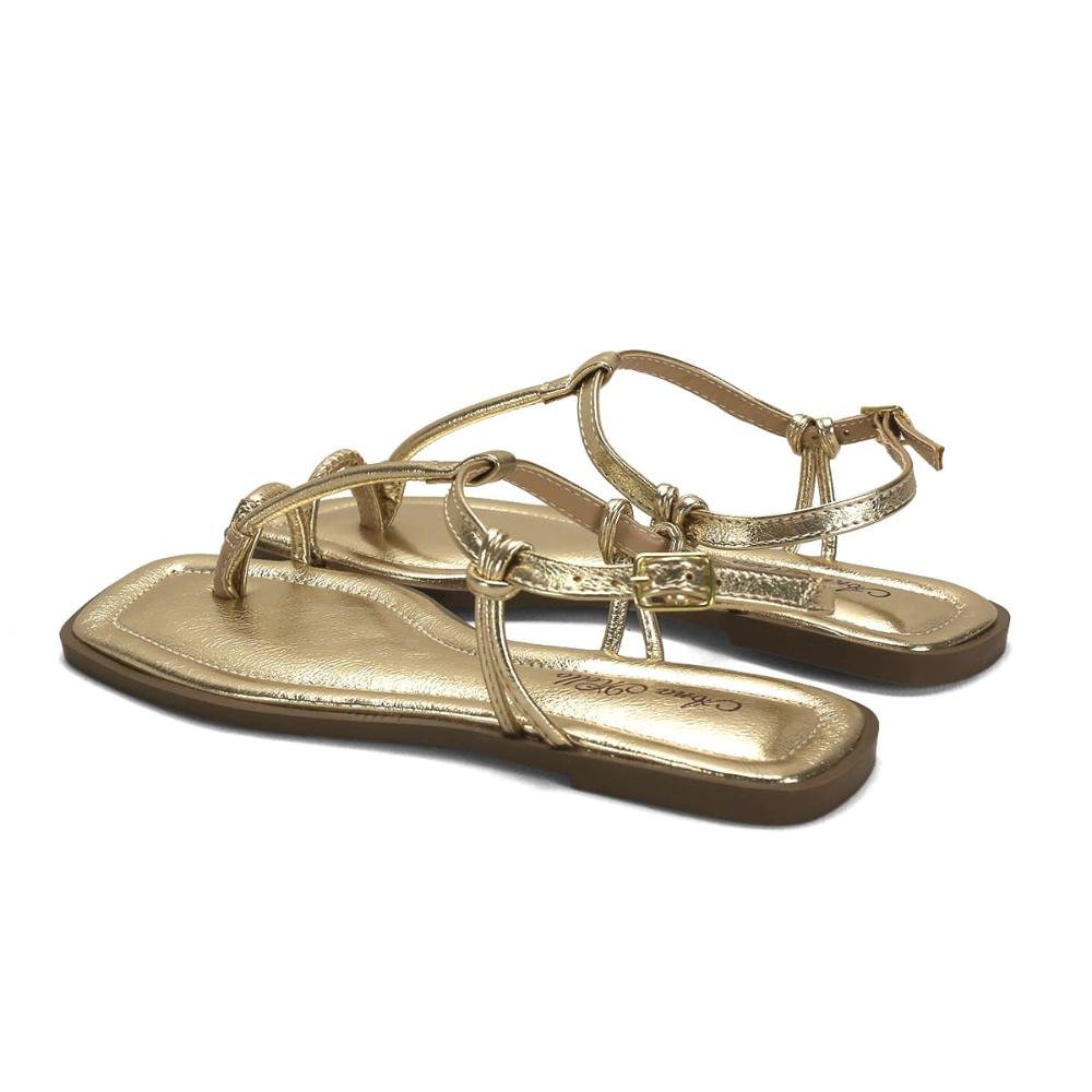 Rasteira de dedinho metalizada dourada Dourado 3