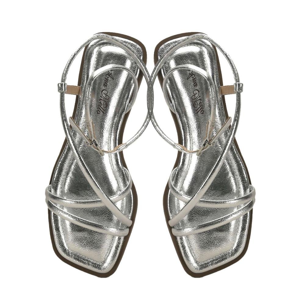 Rasteira sandália tiras metalizadas prata Prata 2