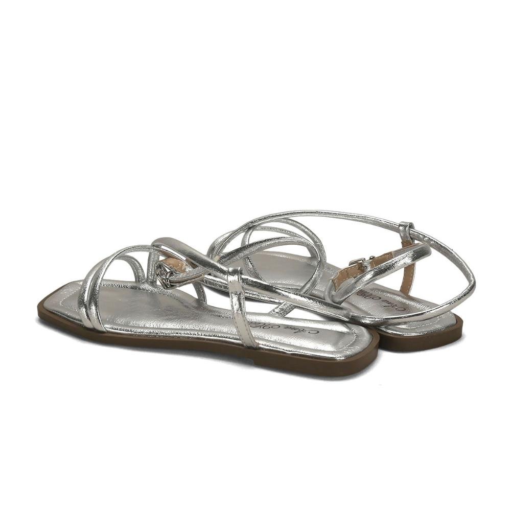 Rasteira sandália tiras metalizadas prata Prata 3