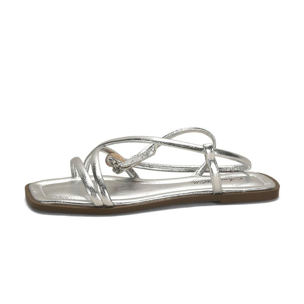 Rasteira sandália tiras metalizadas prata Prata 4