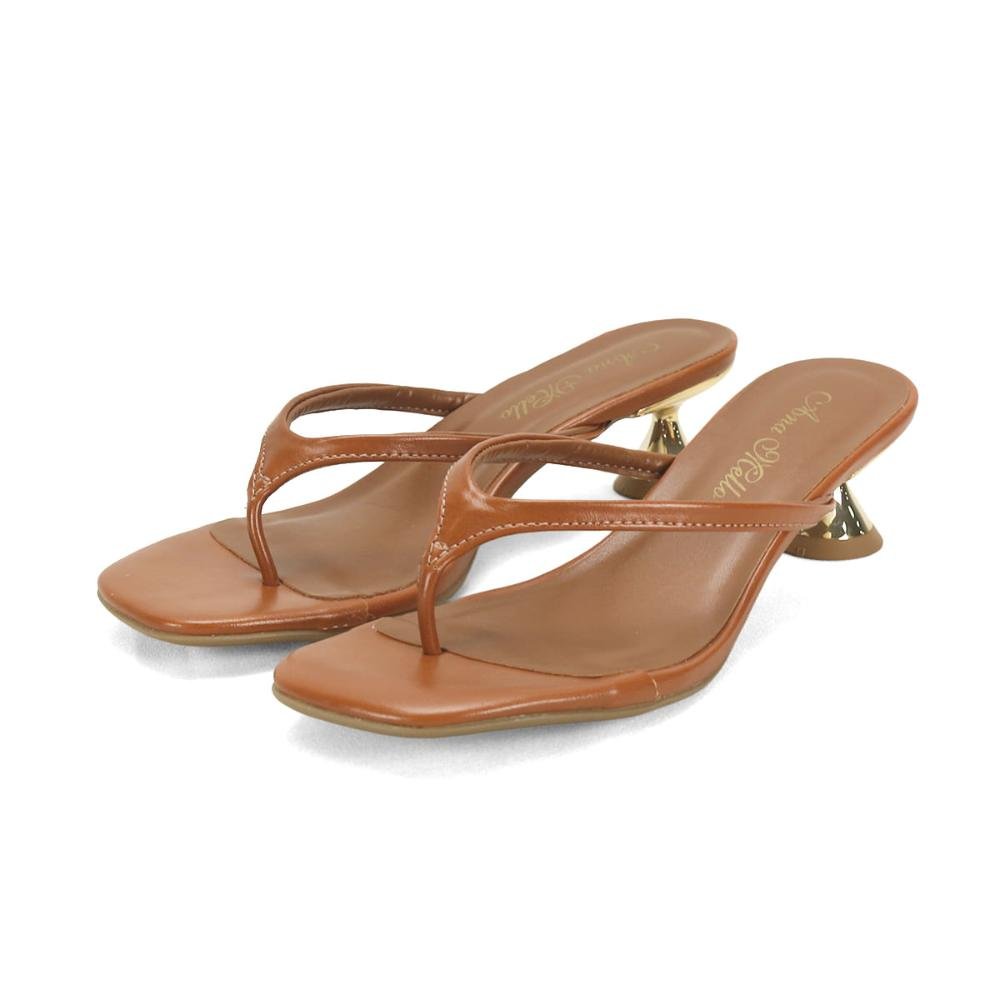 Sandália de dedo saltinho caramelo Marrom 2