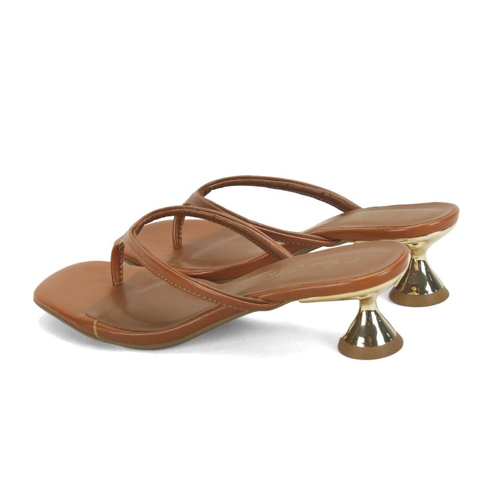 Sandália de dedo saltinho caramelo Marrom 3
