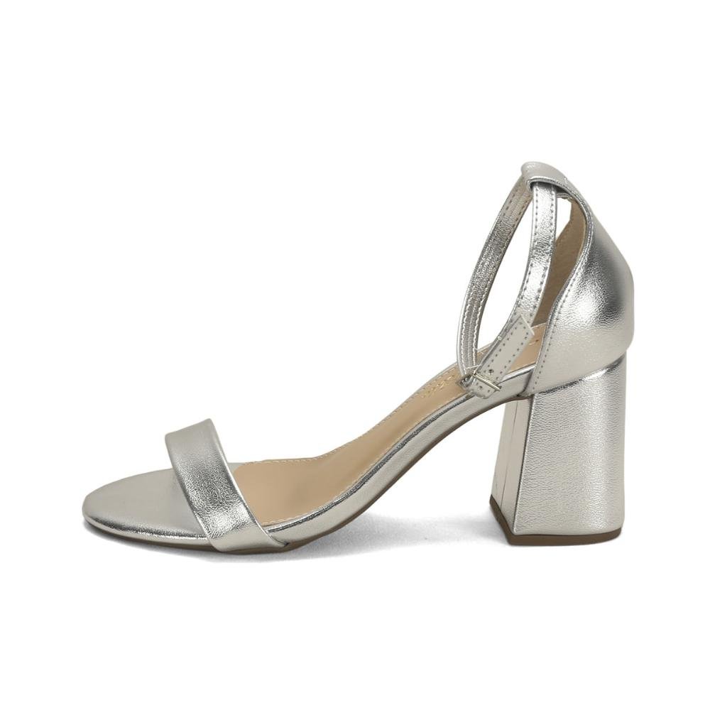 Sandália minimalista salto bloco prata Prata 4