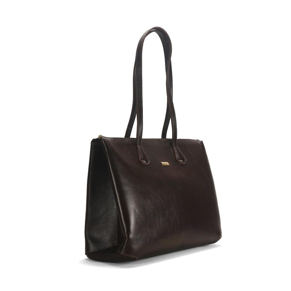 Bolsa grande ziper café Marrom 2