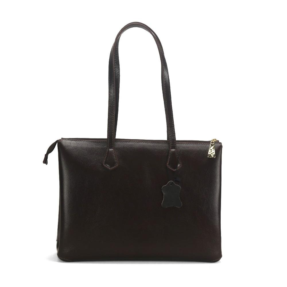 Bolsa grande ziper café Marrom 3