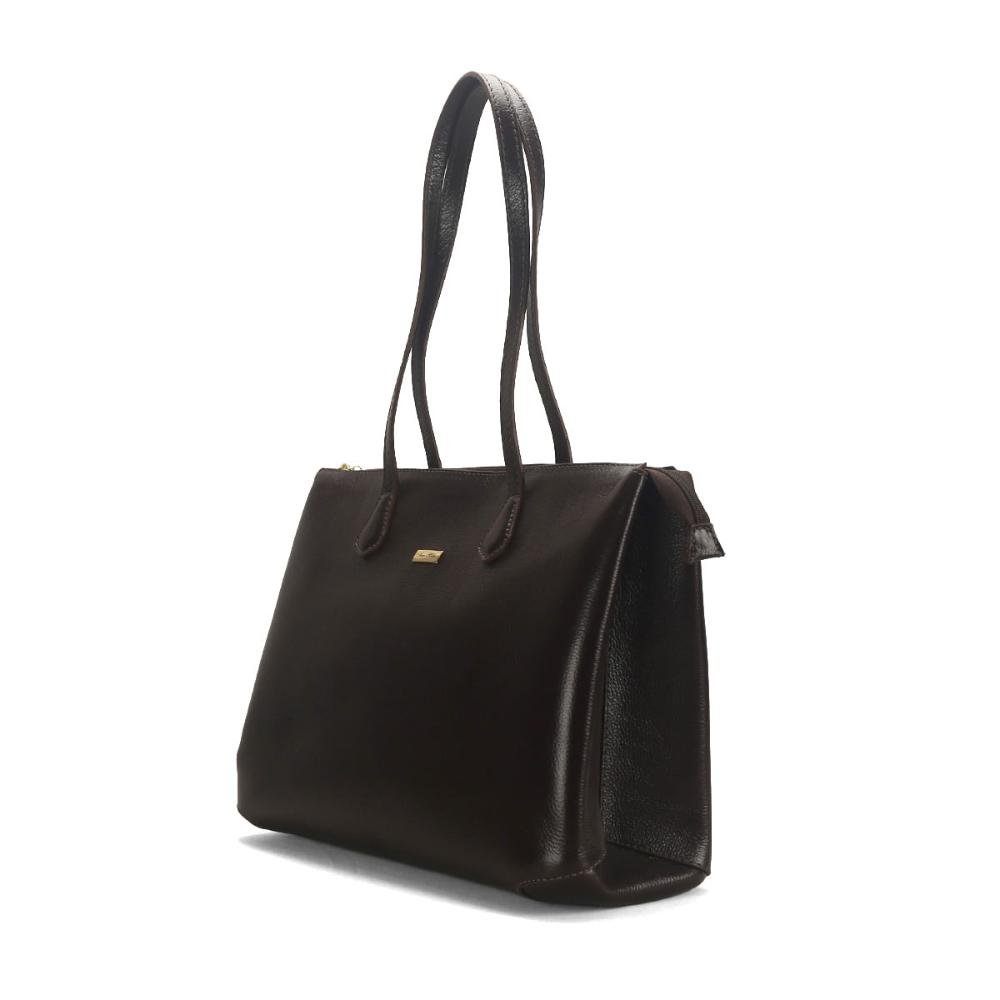 Bolsa grande ziper café Marrom 4