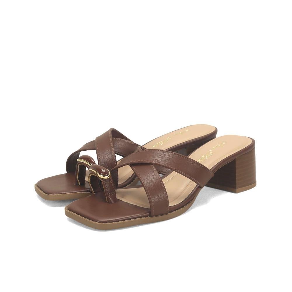Sandália salto bloco dedinho café Marrom 3