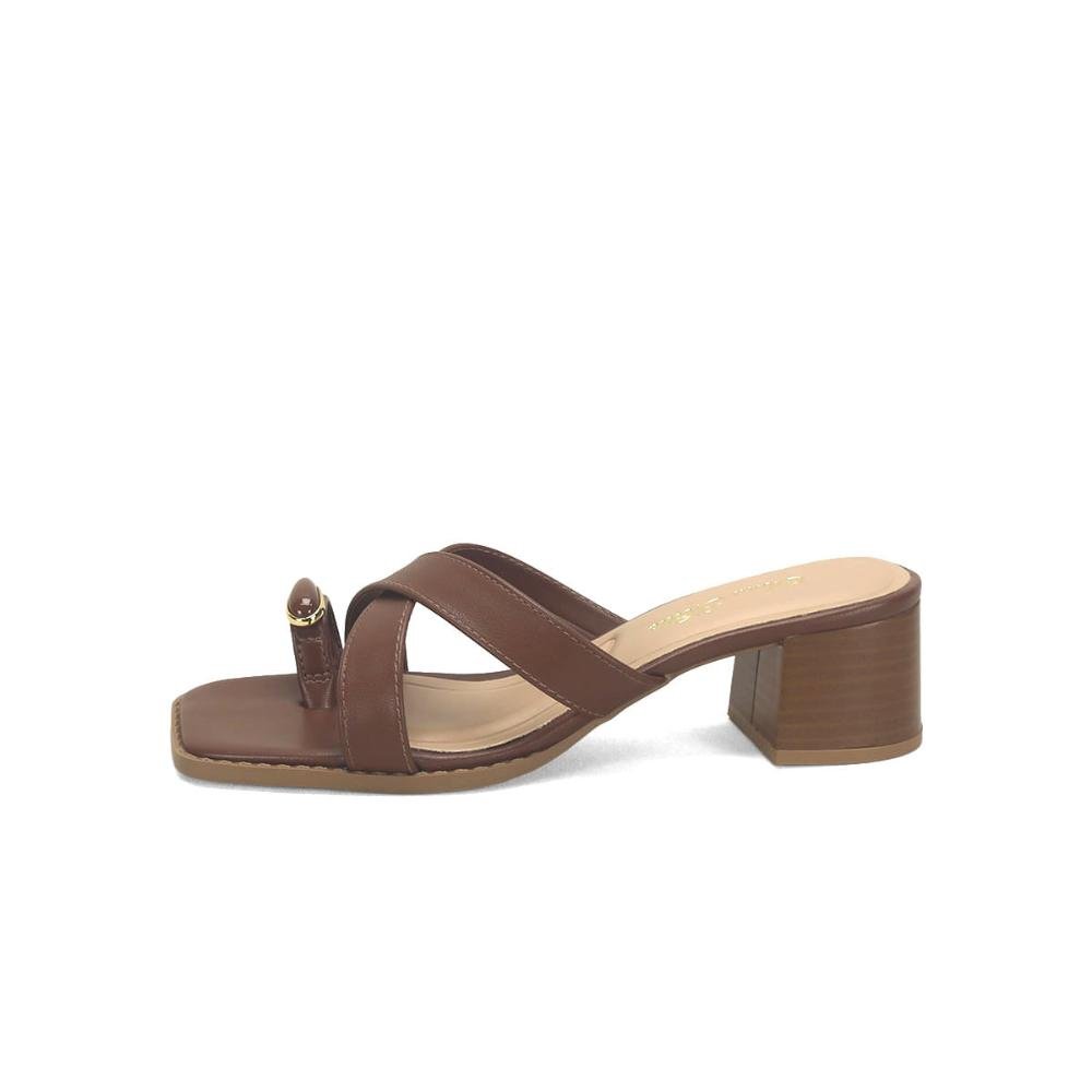 Sandália salto bloco dedinho café Marrom 5