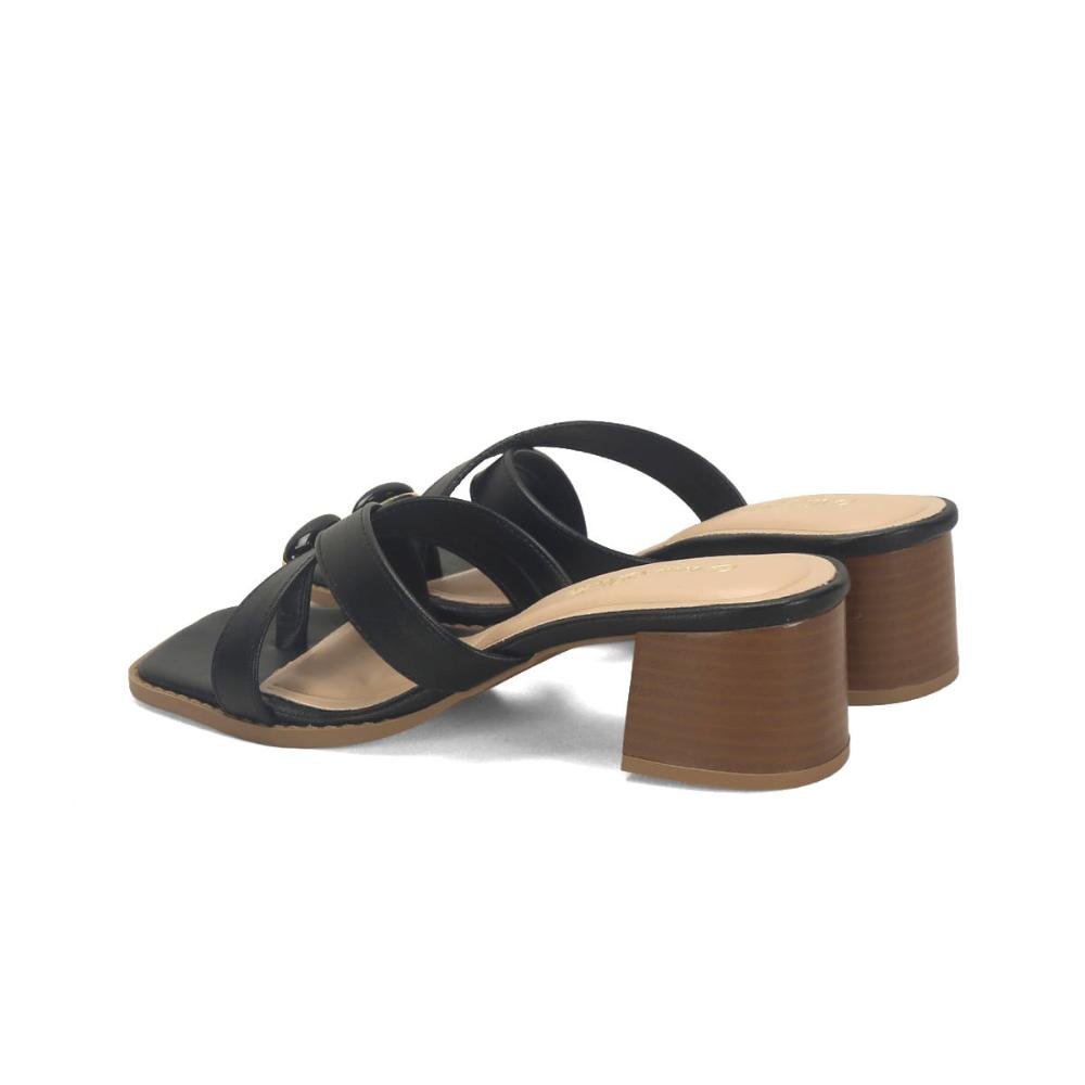 Sandália salto bloco dedinho preta Preto 3