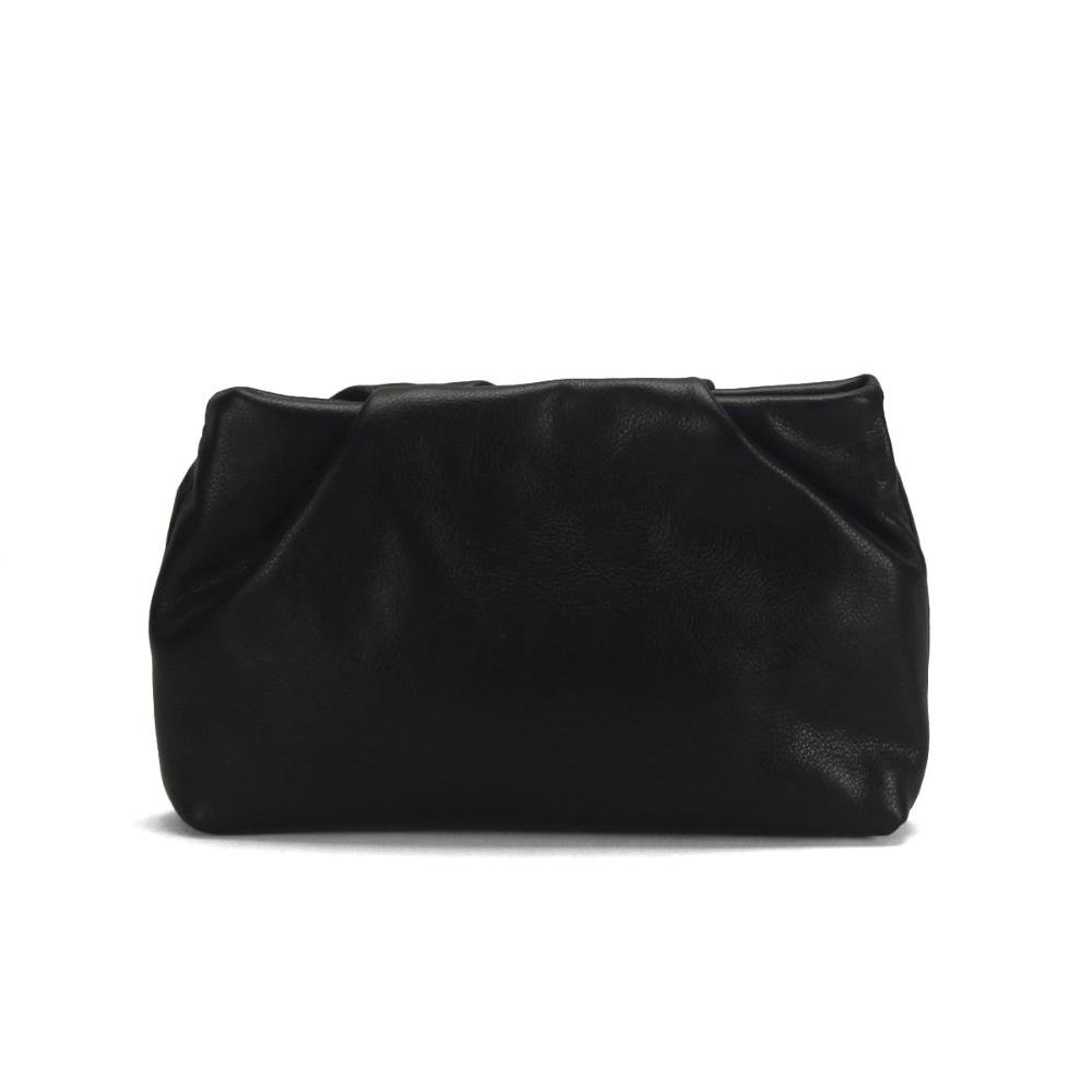 Bolsa transversal com pregas e corrente preta Preto 4