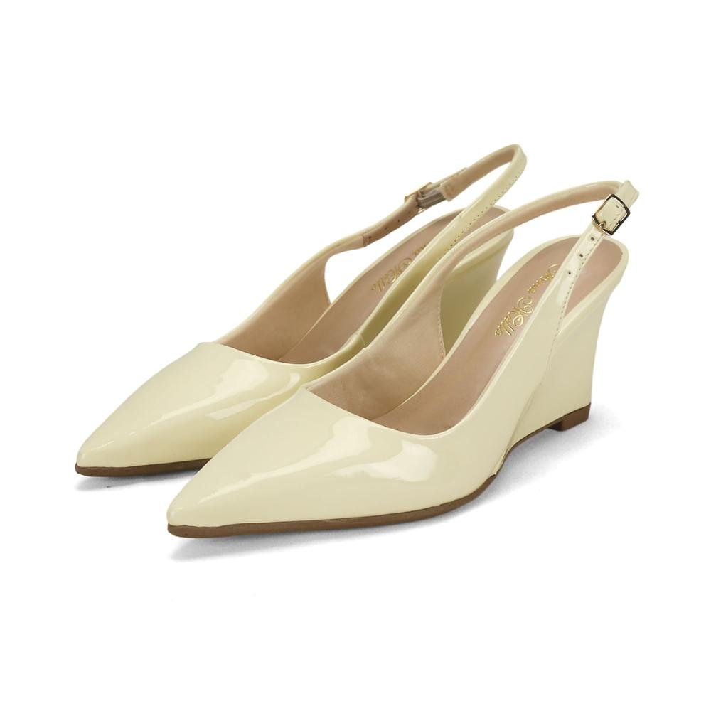 Scarpin slingback anabela verniz amarelo Amarelo 2