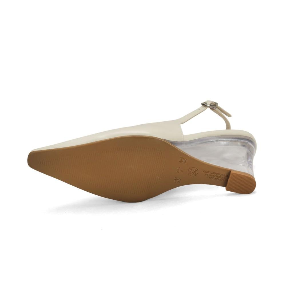 Scarpin slingback com salto acrílico off white Branco 5