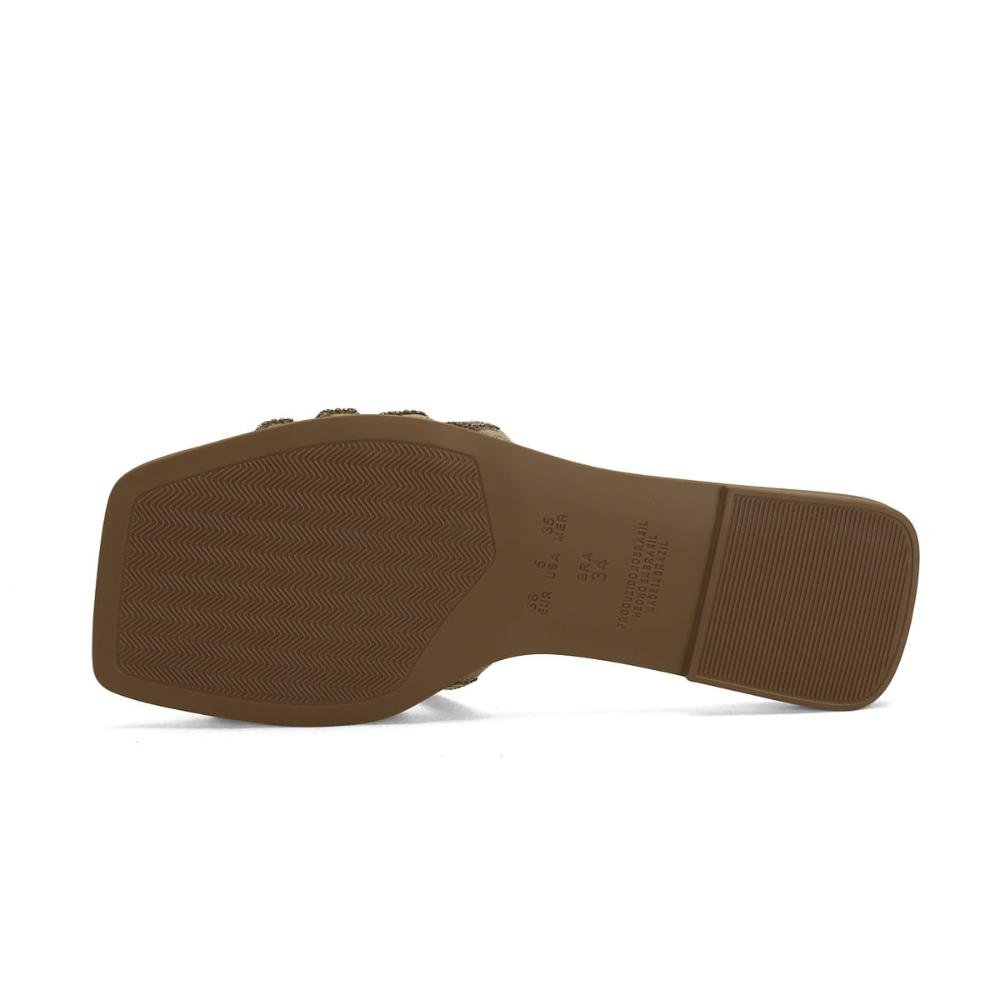 Rasteira de pedrarias ouro light Dourado 5